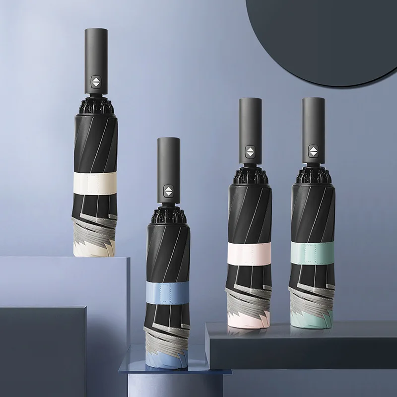 

Автоматический складной деловой зонт, Складывающийся в 3 раза, 10 к, ветрозащитный, тройной, светоотражающий, с защитой от ультрафиолетовых л...