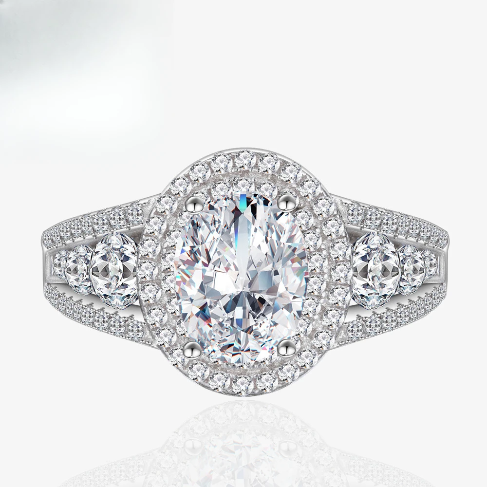 Эллиптическое кольцо с имитацией бриллианта 7*9 мм для женщин высокоуглеродистым