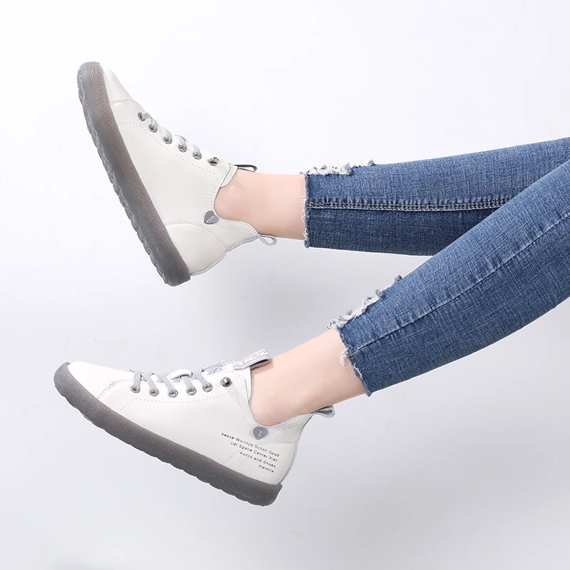 2022 New Women Genuine Leather Sneakers Spring High-top Casual Shoes Autumn First Layer Cowhide Ladies High Top Vulcanized |