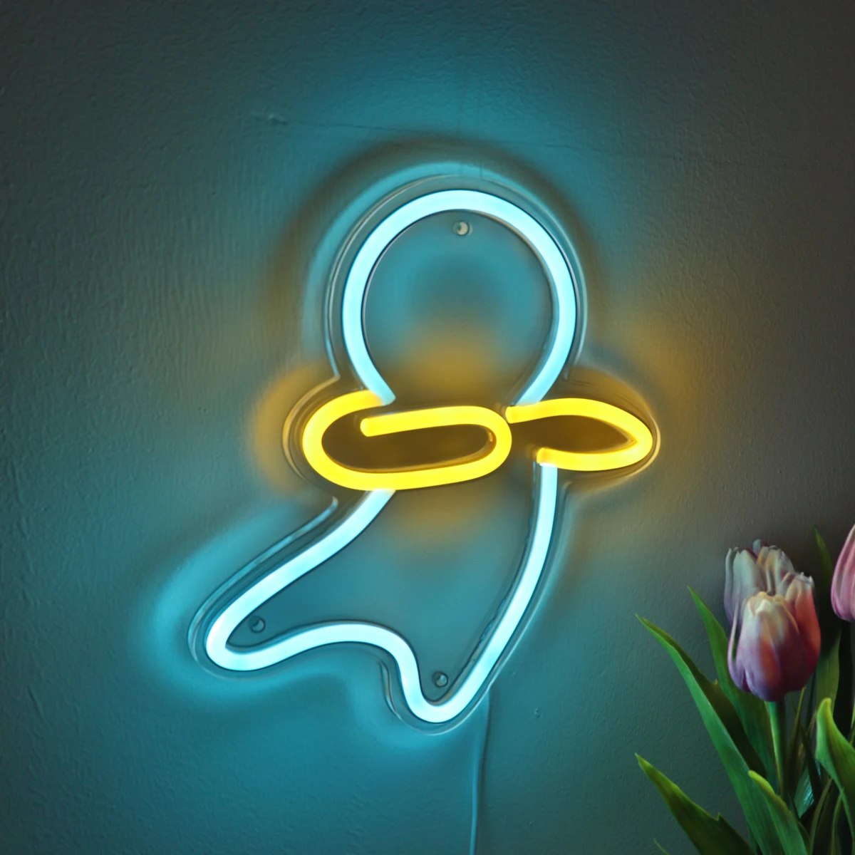 1 шт. biubiu танцующий кантонский человек искусство на стене неоновая вывеска для