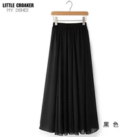 fashion boho style gauze chiffon long skirt female elegant high waist non transparent beach maxi skirts saia 2022 spring sk121
