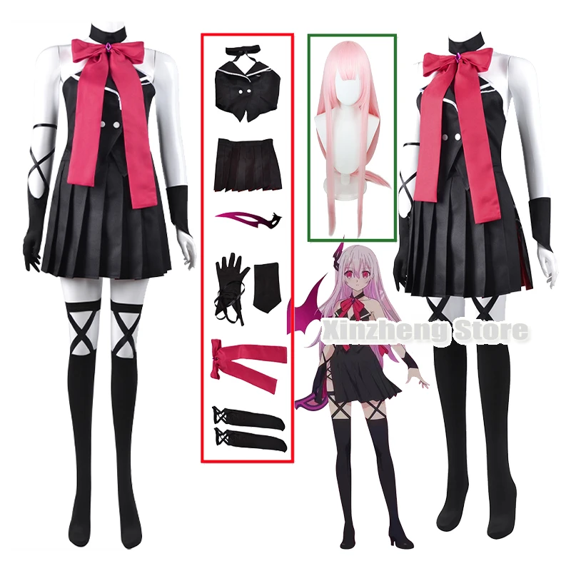 

Kisara Cosplay dress new Anime Engage Kiss cosplay csotume woman sexy black top skirt gloves socks wig party clothing set