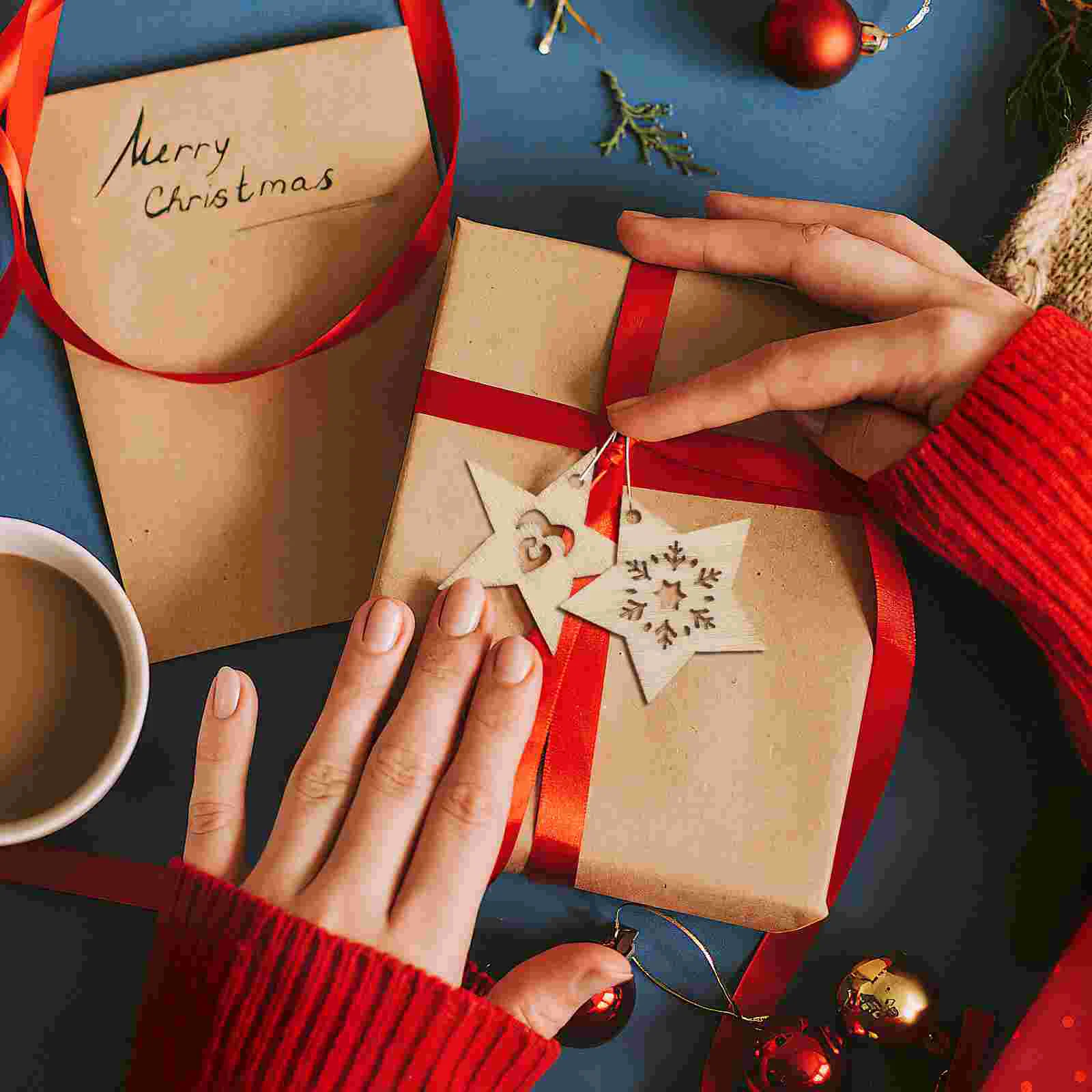 50 шт. деревянные украшения для рукоделия красная рождественская елка подвеска