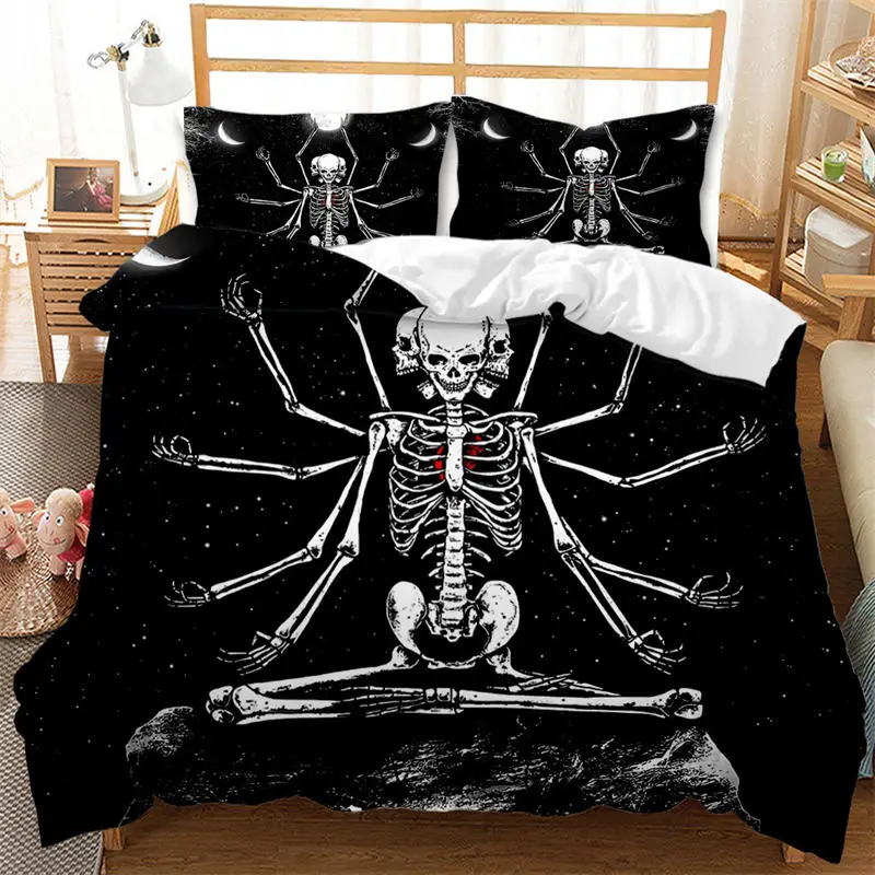 

Комплект постельного белья из микрофибры с пододеяльником и черепом