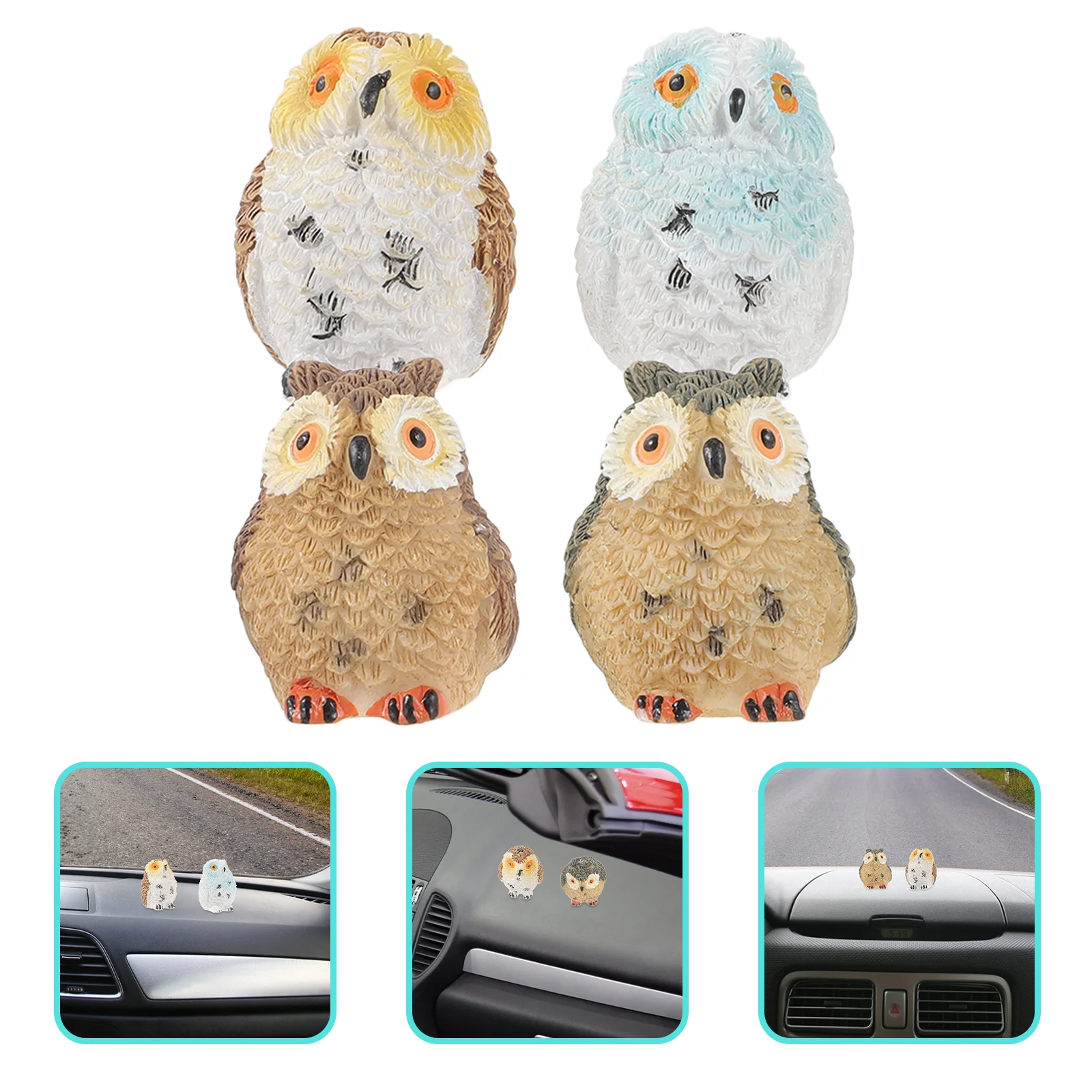 

4PCS Owl Figurines Car Dashboard Decorations Accessories Adorable Owl Figurine