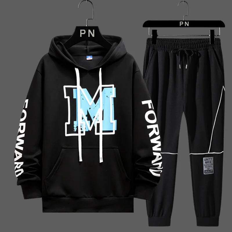 

New Men's Tracksuit Set Casual Long Sleeve Hoodies Sweatshirt Pullover Two Piece Set Fashion Streetwear Hip Hop Sport Suit Men