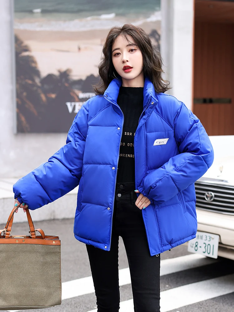 Winter Bubble Coat Women Clein Blue Puffer Jackets 2022 New Stand Collar Casual Cotton Padded Warm Outwear Factory Supply Sales