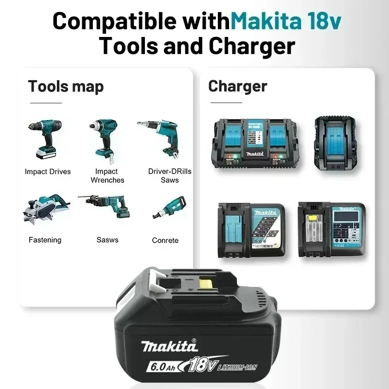 Литий-ионный аккумулятор Makita 6 0 Ач 18 В BL1860 BL1830 BL1850 BL1860B