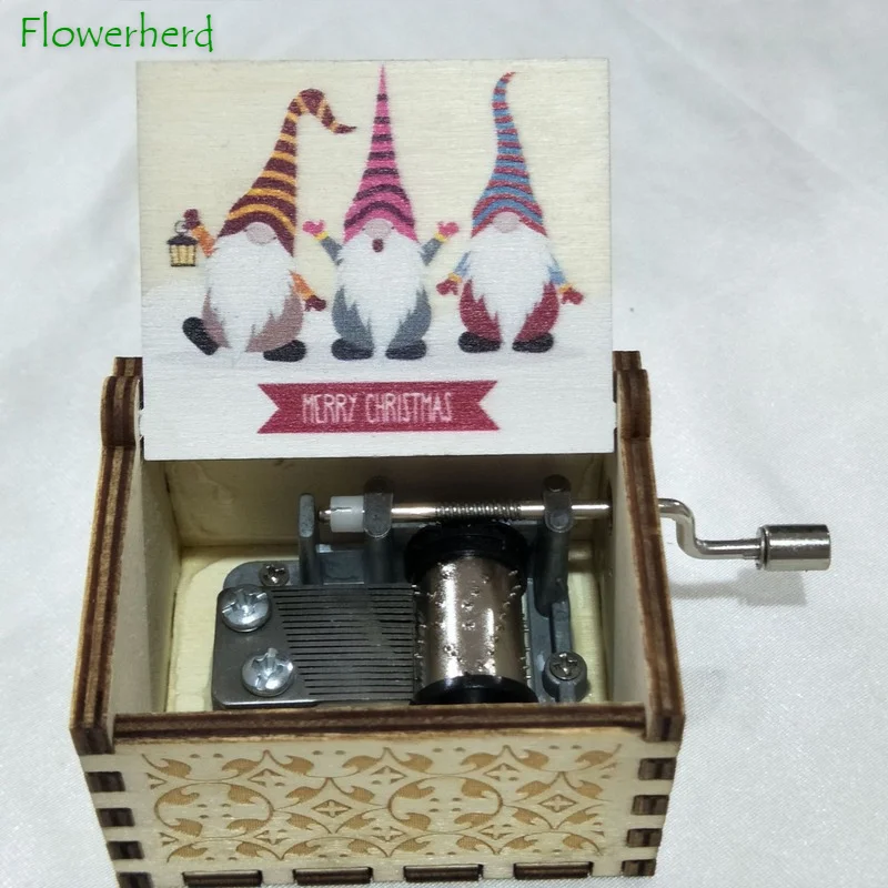 

Hand-cranked Music Box Wooden Music Box Creative Gift Merry Christmas Gift Box Christmas Wedding Party Decoration