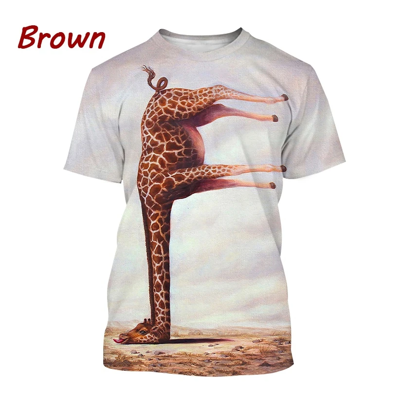 

Summer 3dt-shirt men and women street giraffe print cute small fresh T-shirt breathable and comfortable clothing