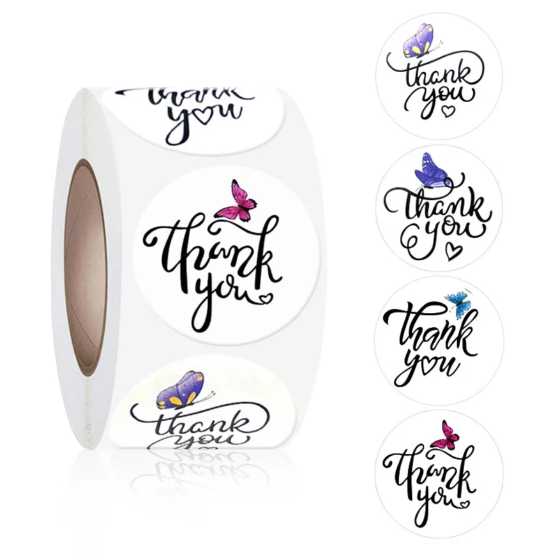 

500pcs/Roll 2.5cm Thank You Stickers 1inch Envelope Seal Labels Gift Packaging Stickers Wedding Birthday Party Offer Stationery