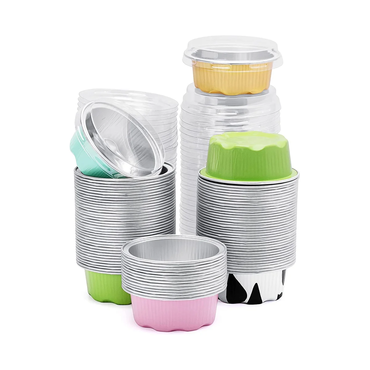 

Dessert Cups with Lids, Tiny Condiment Storage, Mini Snack Containers, Salad Dressing Container to Go, 1.6 Oz 100Pcs