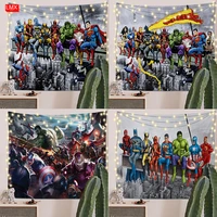 marvel avengers superhero tapestry with lights character series living room home decor curtain kids bedroom wall hanging design