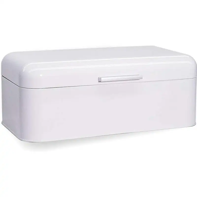 

Потрясающе большая белая металлическая коробка для хлеба с высоким блеском-идеально обработанный контейнер для хранения столешницы для красивой Holdi