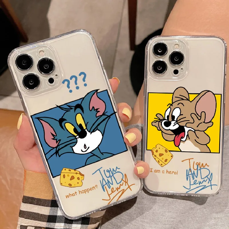Прозрачный чехол с забавным Джерри Томом для iPhone 11 X Xr Xs 7 7P 12 13 Max Pro Mini SE 2020 8 Plus 6 6s Jbmw