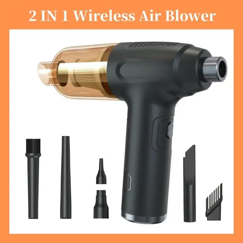 

2 in 1 Wireless Air Blower Air Duster Compressed Vacuum Cleaner for Computer Keyboard Camera Cleaning 120W Rechargeable Cleaner