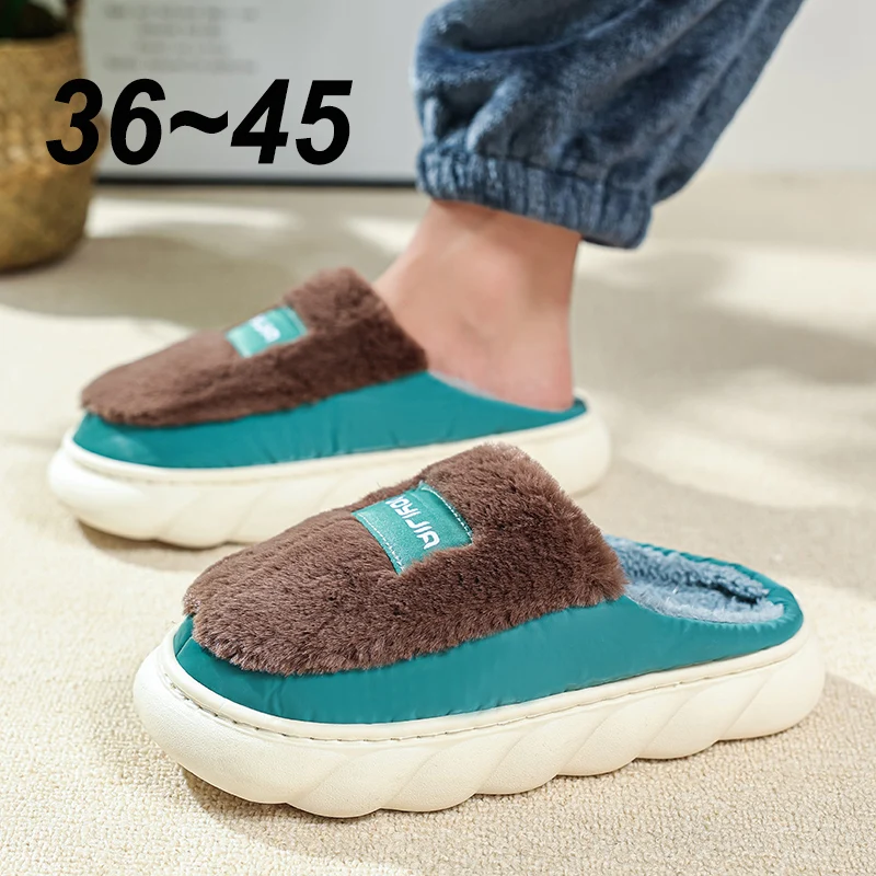 

Зимние теплые хлопковые тапочки для дома, мужские и женские мягкие Нескользящие меховые тапочки на плоской подошве, дизайнерские сланцы, до...