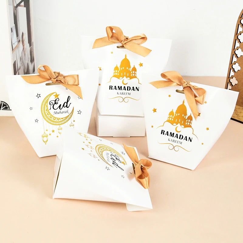 

5/10pcs Eid Mubarak Candy Gift Box Kareem Islam Muslim Ramadan Party Candy Cookie Paper Package Boxes Home Festival Decoration