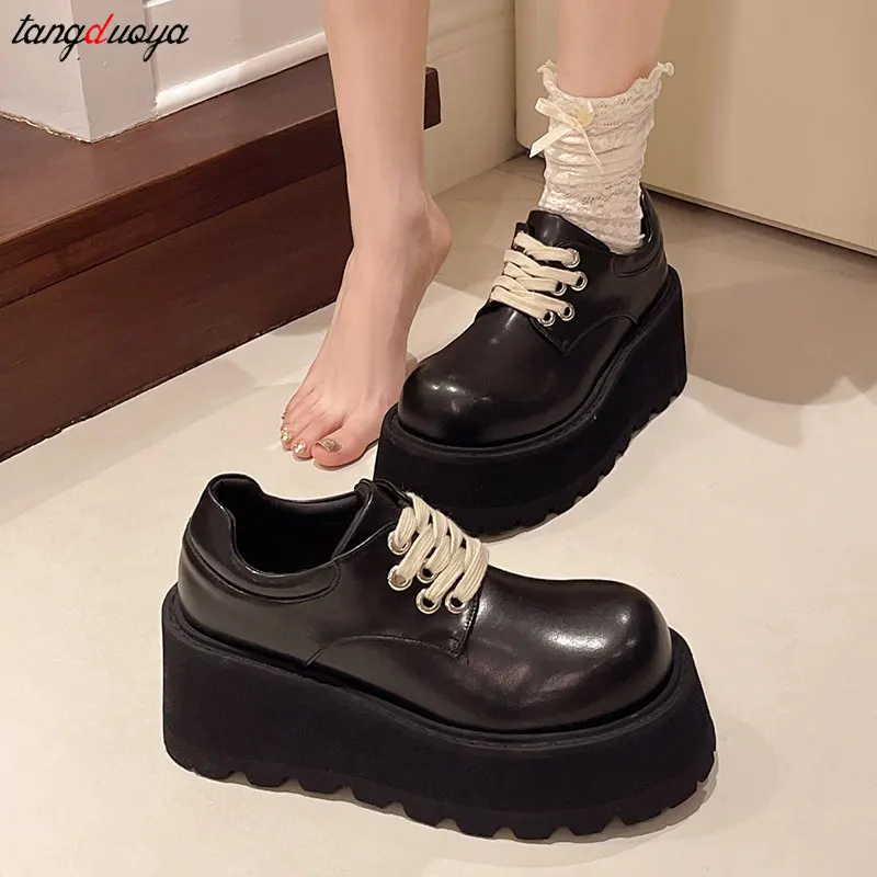 Женские лоферы на платформе из лакированной искусственной кожи 2024 оксфорды