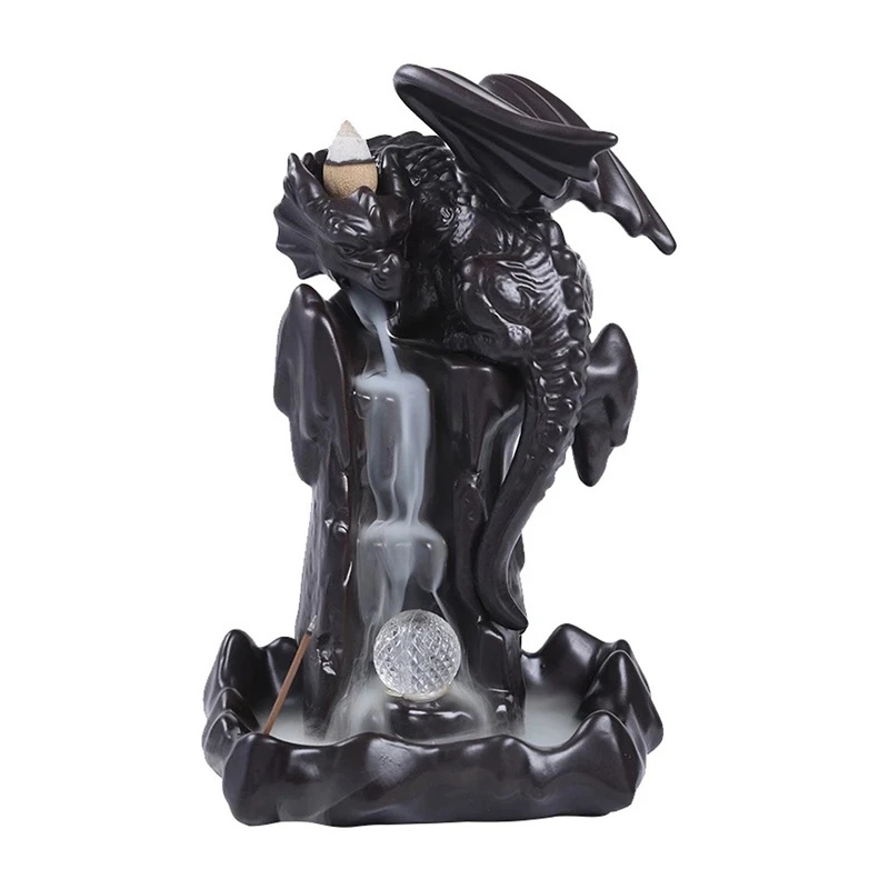 

LED Dragon Burner Ceramic Smoke Backflow Incense Burner Holder Aromatherapy Furnace Smell Aromatic Home Decor