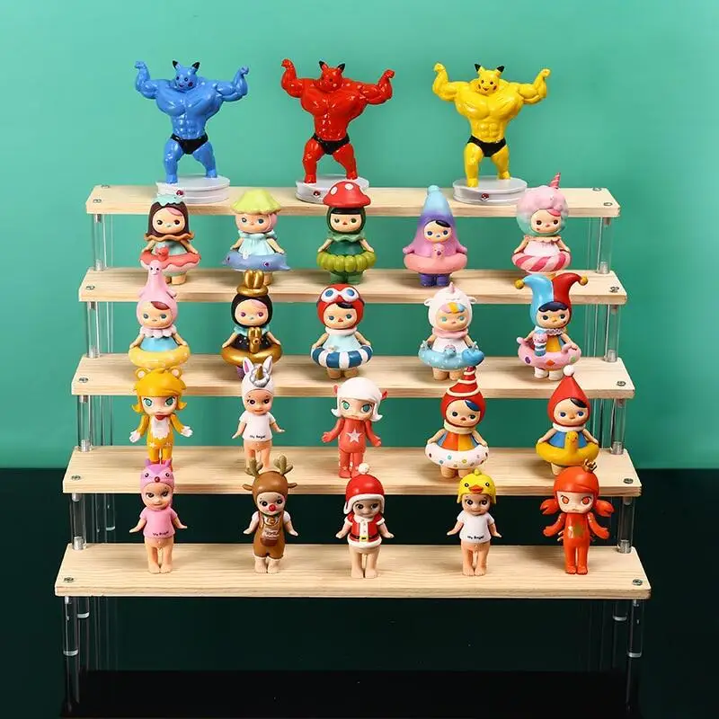 

1-5 Tier Acrylic + Board Ladder Display Stand Model Figure Anime Character Riser Rack Cosmetic Cup Cake Doll Tiered Organizer