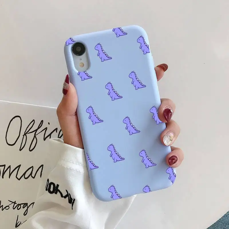 

Милый Жидкий силиконовый чехол с динозавром для iPhone 11 Pro Max XR XS X, мягкий чехол конфетного цвета для iPhone 6 6S 7 8 Plus, чехлы