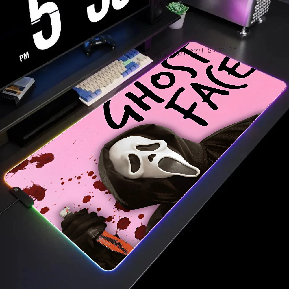 G-Ghostface H-Horror S-Scream Art Коврик для мыши XXL RGB Коврики игровой HD Черные аксессуары