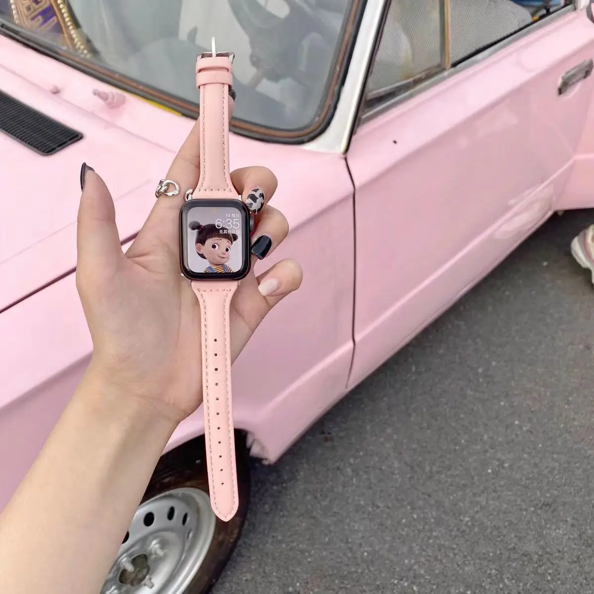 Slim Thin Leather strap for Apple Watch Band 41mm 45mm 40mm 44mm 42mm correas para Women Bracelet iWatch Series 8 7 6 5 se Ultra