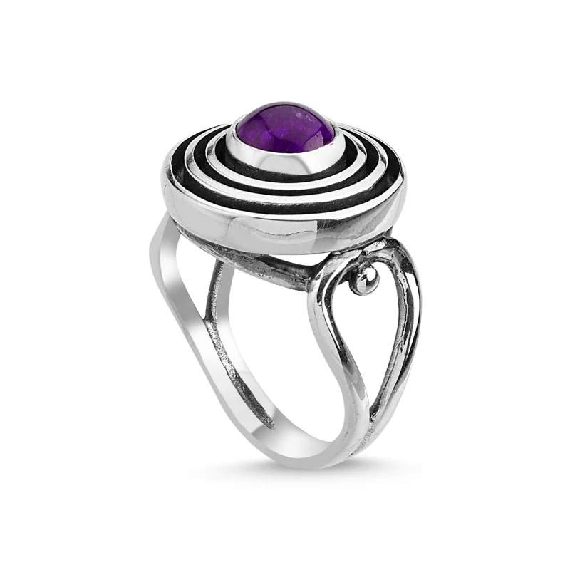

Silver 925 Sterling Amethyst Stone Handwork Ring