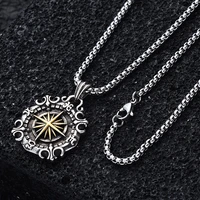 vintage compass voyage mens necklace hip hop clavicle street fashion navigation star pendant necklaces men jewelry accessories