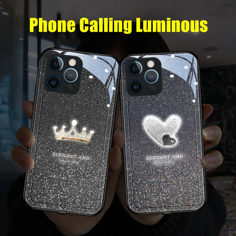 

Crown Voice Sensing LED Luminous Phone Case for iPhone Sumsung Huawei Fall and Scratch Resistant Accessories for Trendsetters