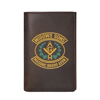 widows sons masonic bikers assn wallet genuine leather printing credit card holder high quality slim mini short purse bq091
