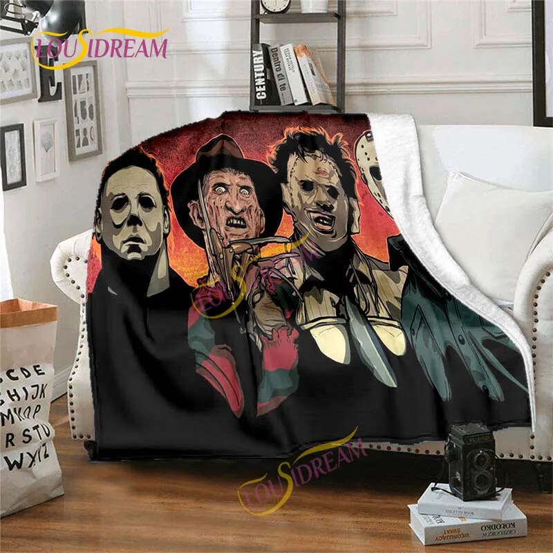 

3D printing rectangular flange Christmas blanket terror series watch TV leisure decoration unique sofa bed throw warm blanket