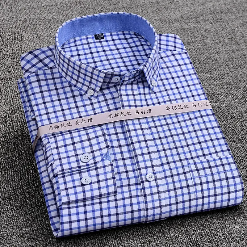 Korean Spring and Autumn Oxford Spinning Long Sleeve Stripe Shirt 2022 New Plaid Casual Cotton Shirt Slim Men's Shirt