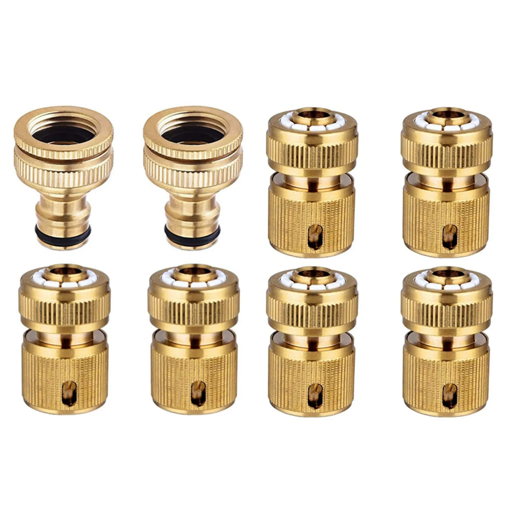 

8 Pcs Brass Hose Connector Hose End Quick Connect Fitting 4 Pcs A & 4 Pcs B