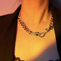 mogaku hip hop crystal snake necklaces for men and women fashion clavicle necklace party nightclub chains trendy accessories