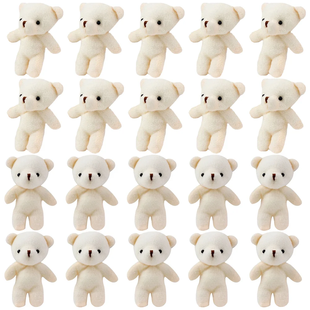 

20 Pcs Keychain Wear-resistant Tiny Bears Figurines Cute Home Supply Cotton Portable Pendant