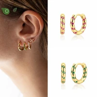 925 sterling silver needle vintage gold earring hoop high quality colorful cz hoop earrings for women party luxury jewelry gift