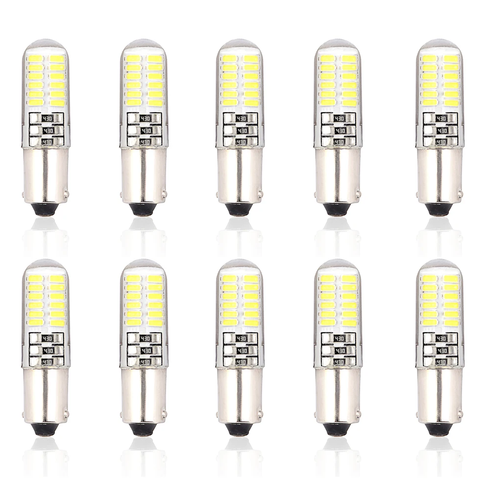 

10x BA9S T4W LED Silica Gel Bulb 194 168 24SMD 3014 LED Chip License Plate Clearance Automobile Wedge Marker Car Light White 12V