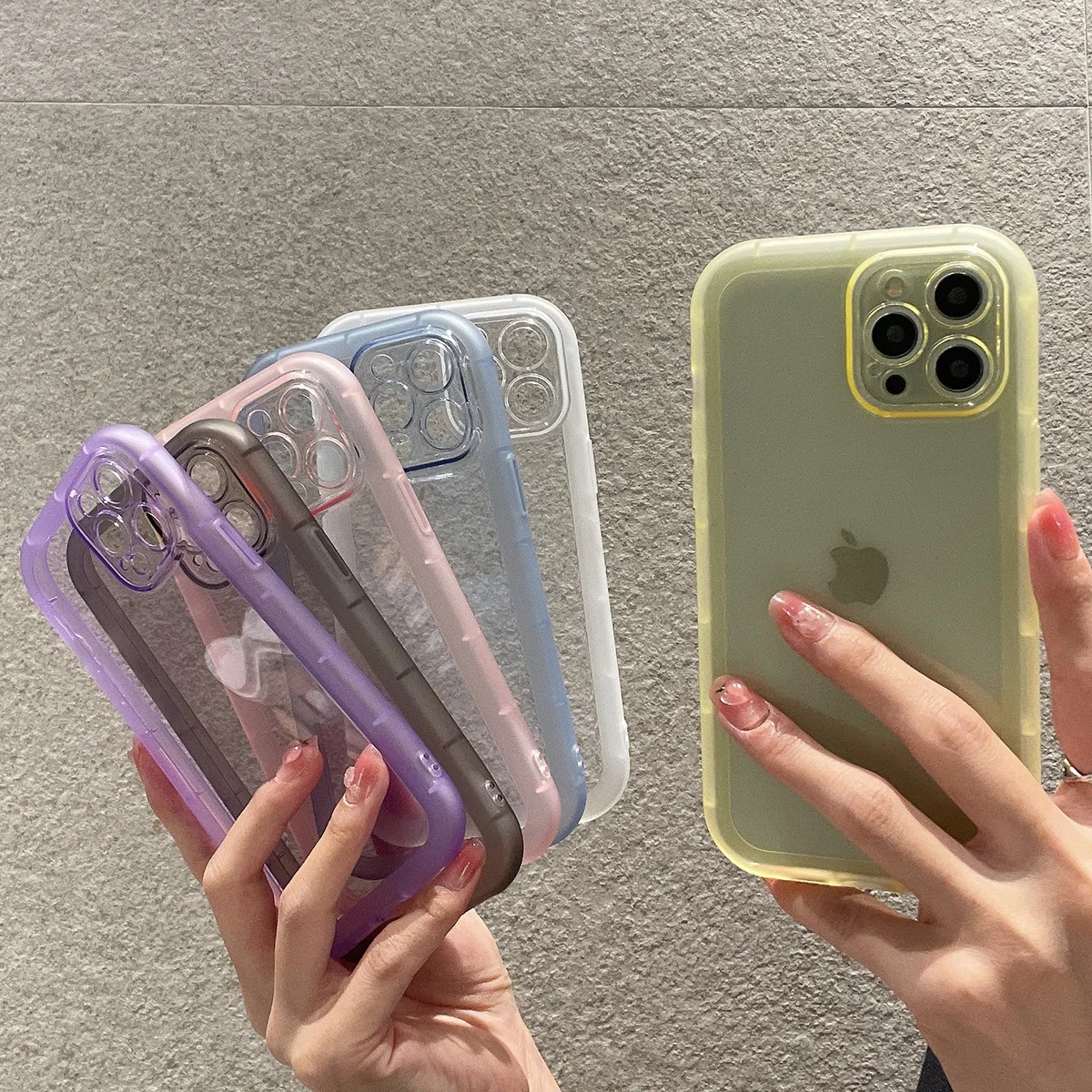 

Transparent Candy Colors Phone Case For iPhone 11 13 Pro Max XR 12 Pro Max Soft Bumper Back Cover