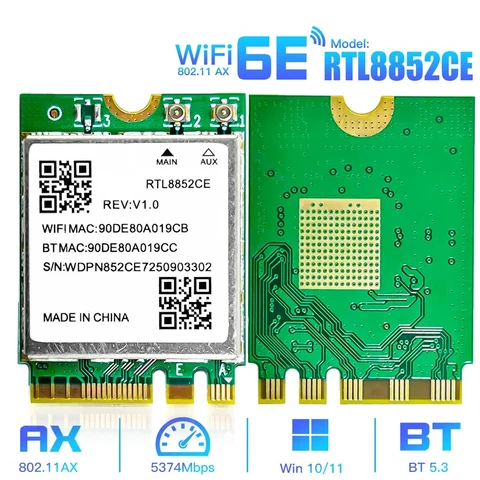Беспроводная сетевая карта kebidumei RTL8852CE Wi-Fi 6E Bluetooth 5.3 для Windows 10/11