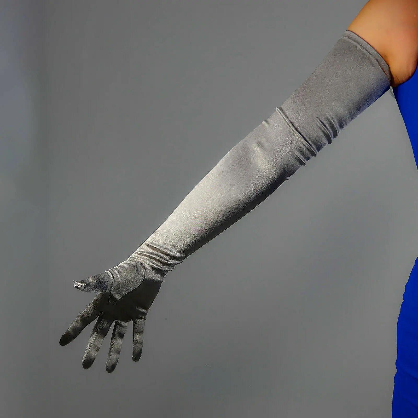 Женские Классические Серые атласные перчатки DooWay серебристые шелковые