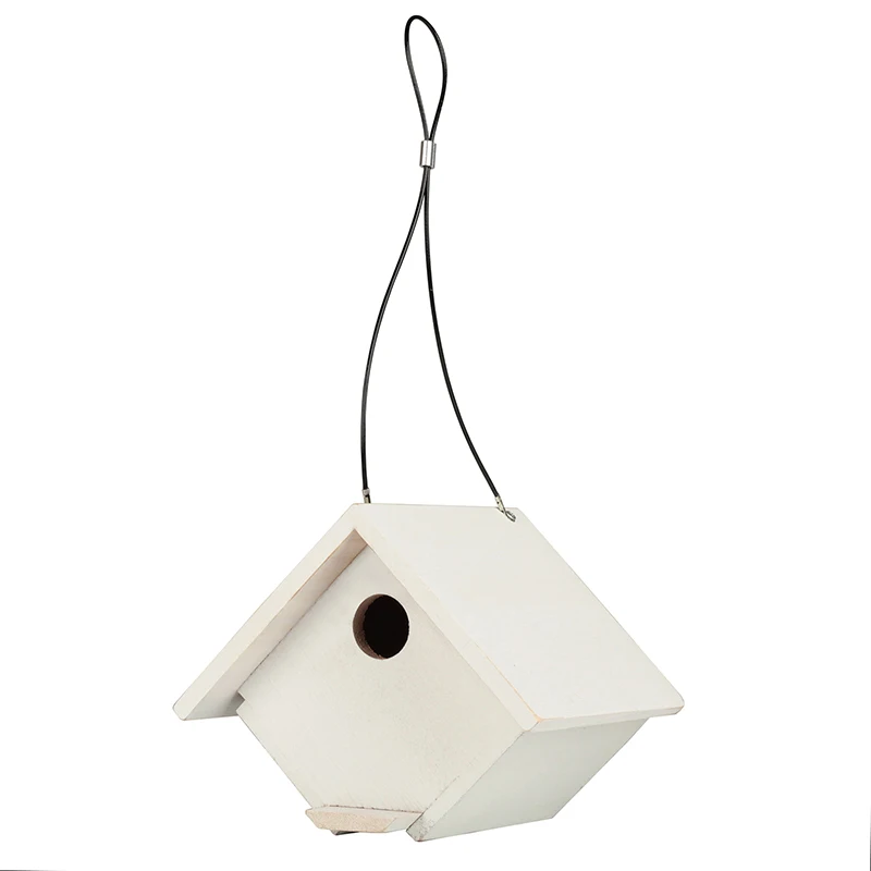 

Handmade White Paint Cedar Wood Outside Decor Birdhouse Hanging