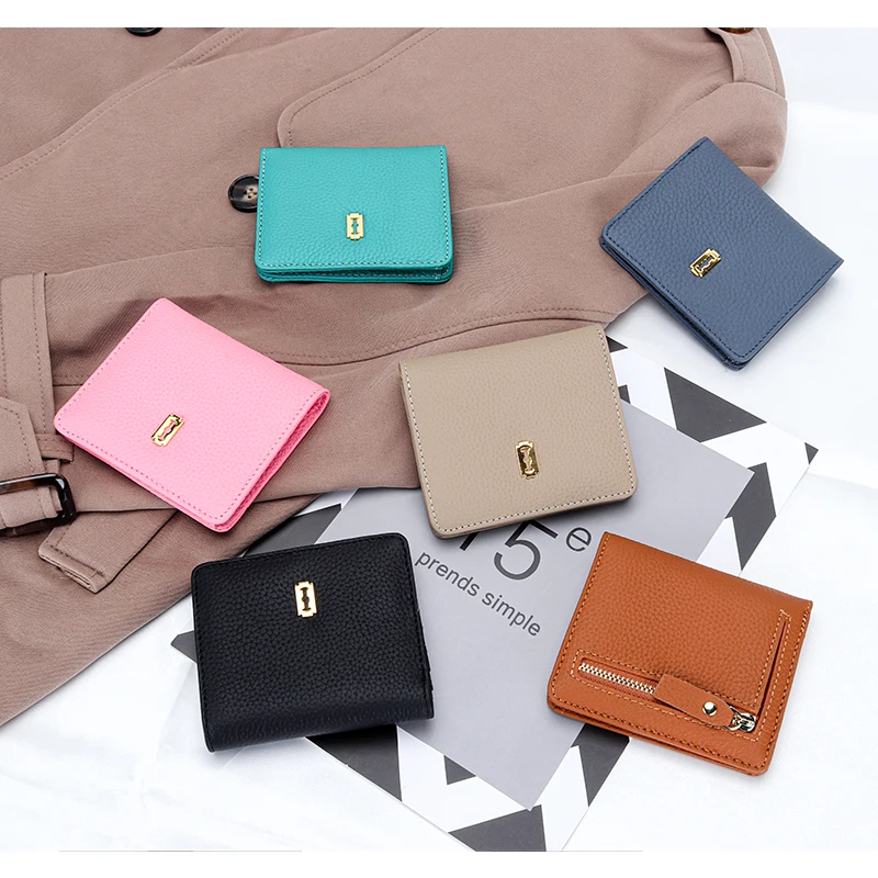 

Genuine Cow Leather Short Wallet Women's Purses Versatile Small Wallets Multiple Card Slots Small Pocket Card Holders Coin Purse