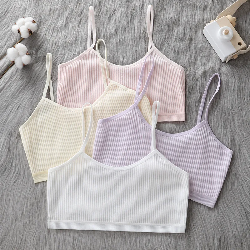 3pc/Lot Cotton Bra Teenage Undrewear Girls Training Bra Crop Top 8-14years Thin Summer Sports Bra Without Bra Pad