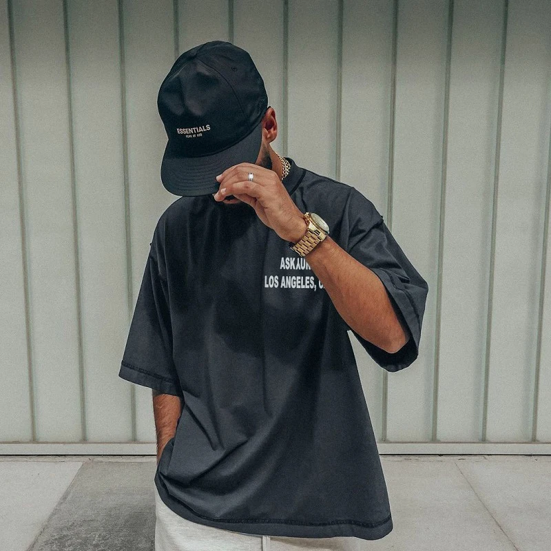 Мужская и женская футболка ASKYURSELF черно-коричневая большого размера с принтом