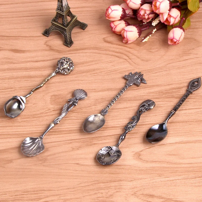 

High Quality 5pcs/set Creative Retro Coffee Spoons Stainless Steel Spoon Gifts Spoon Vintage Coffee Set