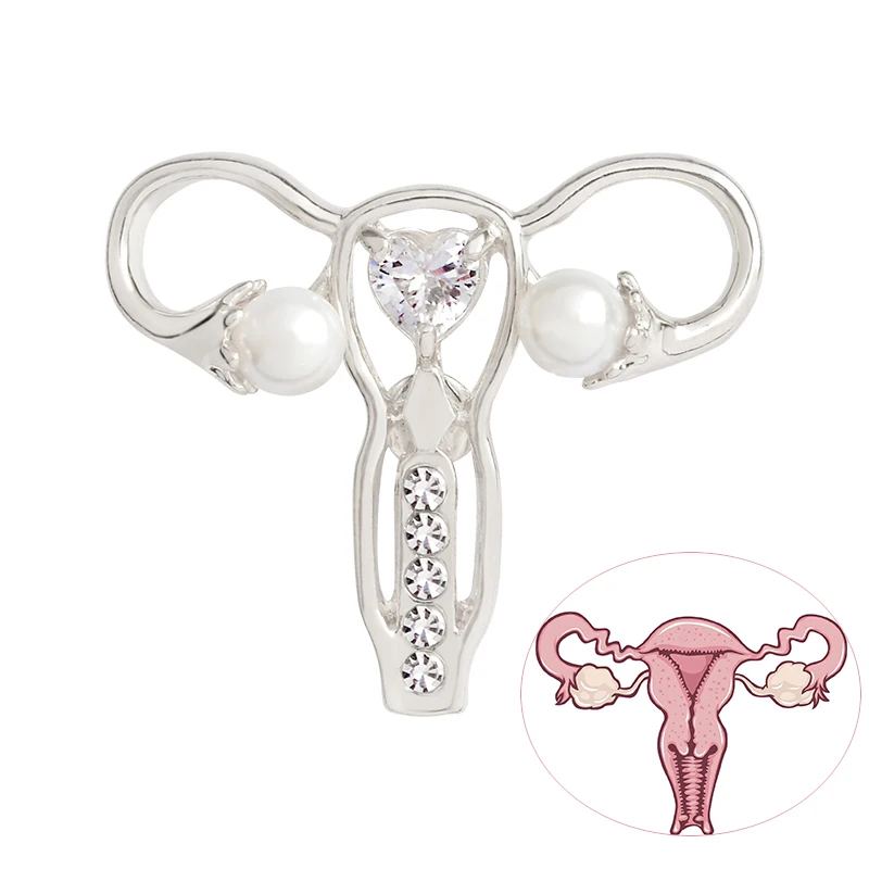 10 PCS / LOT Female Womb uterus Brooch Pins Zircon pearl Organ medical jewelry Gynecology Medicine Symbol gift for Doctor Nurse