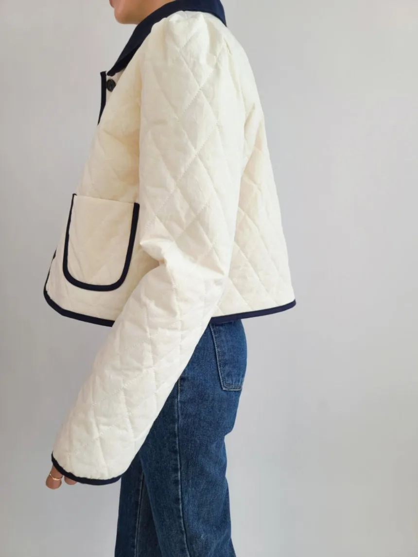 2022 Office Wear Puff Sleeve Slim Fashion Coats Cotton-padded Jackets Women Stylish Winter High Street Chic Gentle