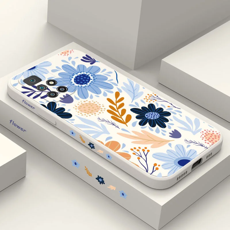 

Striped Flowers Phone Case For Xiaomi Redmi 12C 10 10C 10A 9 9T 9A A1 Pro Plus 4G 5G Liquid Silicone Cover